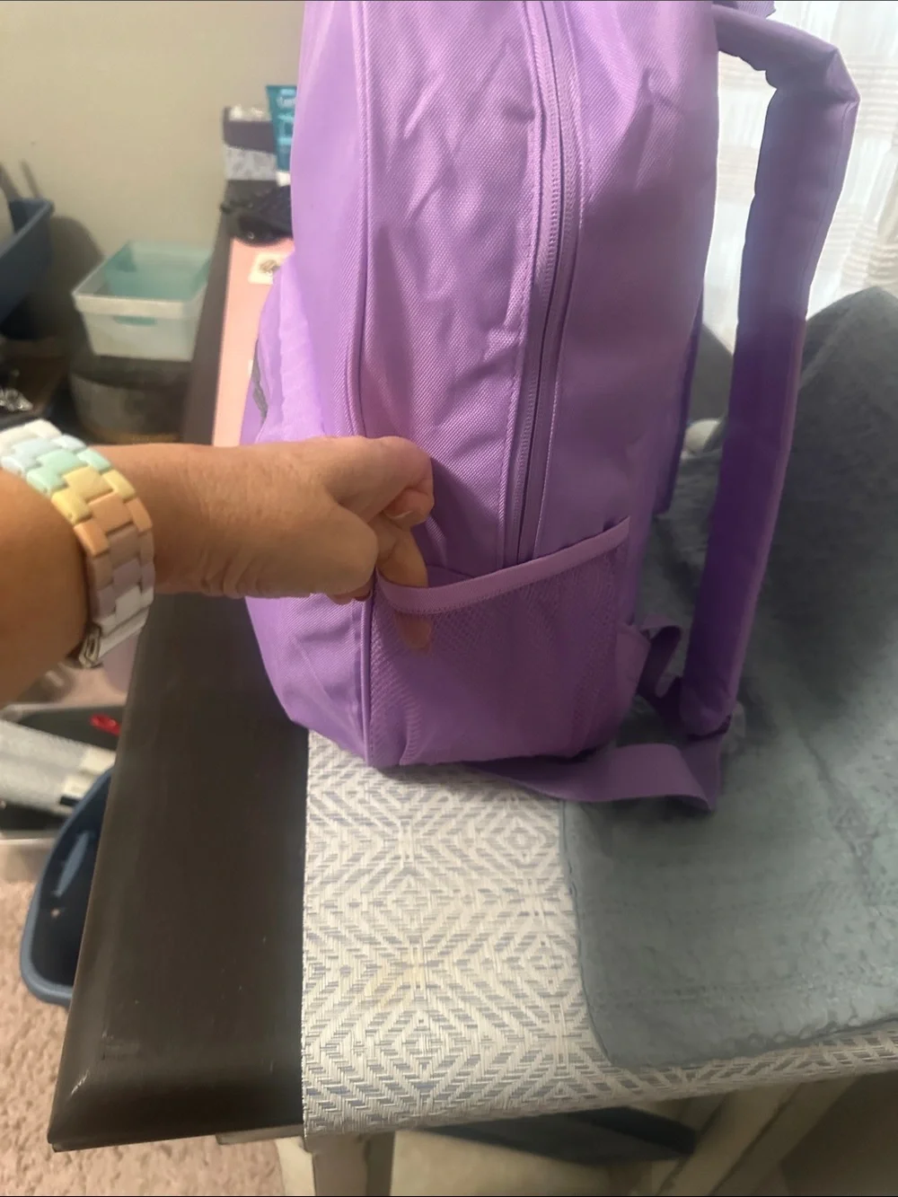 Lavender Backpack with Front Zip Pocket & adjustable straps NWT